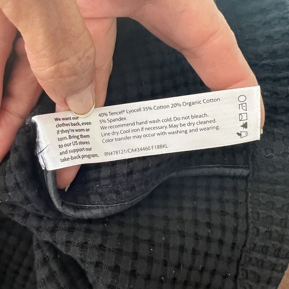 Eileen Fisher Waffle Knit Jacket LARGE Black Stretch LS Lyocell Organic Cotton - Picture 12 of 12